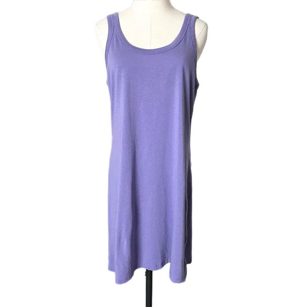 Lululemon Classic-Fit Cotton-Blend Scoop Tank Dress Charged Indigo Purple Sz 10 - Picture 2 of 6